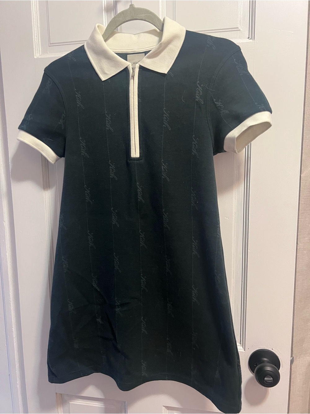 Kith Black Polo Dress with Cream Collar and Cuffs